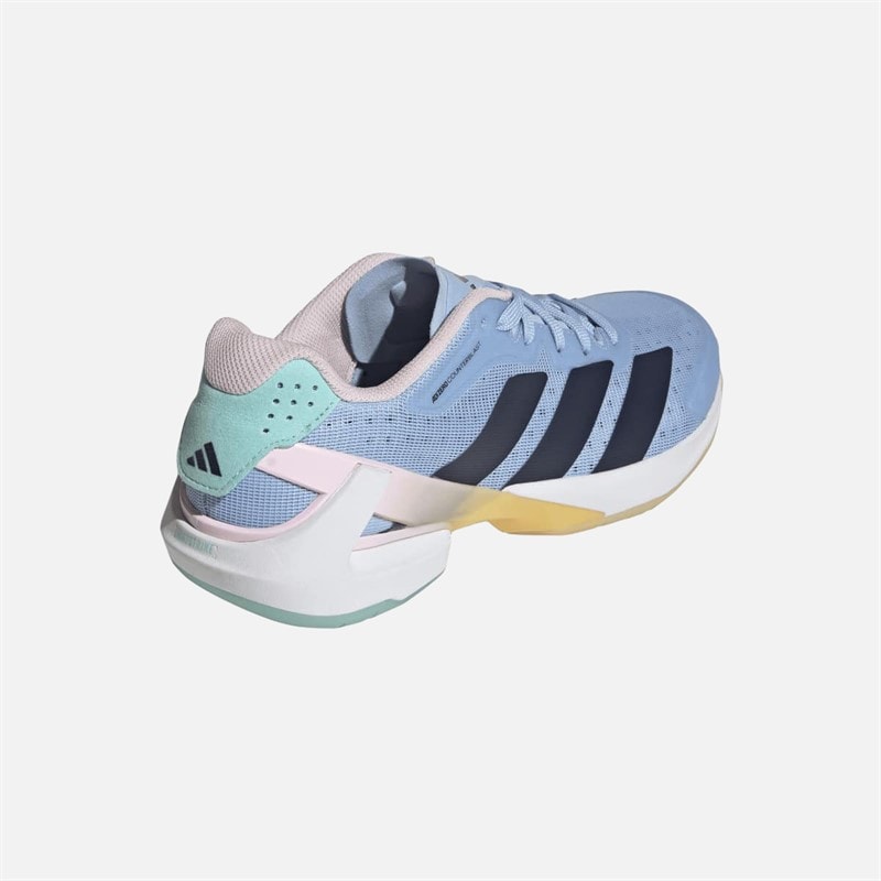 adidas Womens Courterblast Adizero Indoor Court Shoes Glow Blue/Shadow Navy/Clear Pink - Image 3
