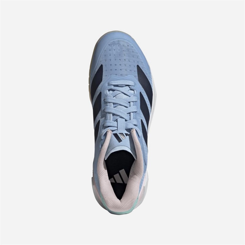 adidas Womens Courterblast Adizero Indoor Court Shoes Glow Blue/Shadow Navy/Clear Pink - Image 4
