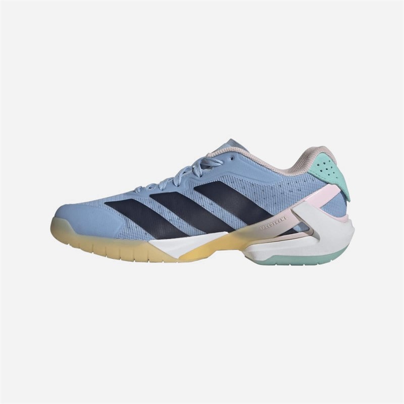 adidas Womens Courterblast Adizero Indoor Court Shoes Glow Blue/Shadow Navy/Clear Pink - Image 5