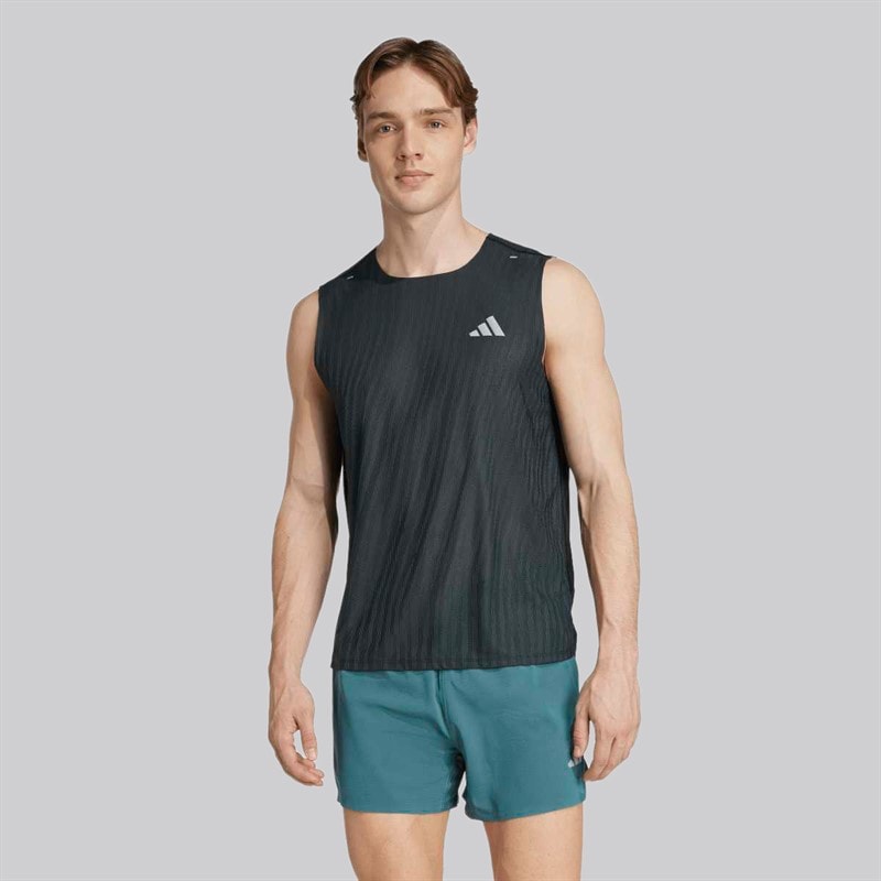 adidas Mens Adi365 Climacool+ Running Tank Black/Grey Six - Image 2