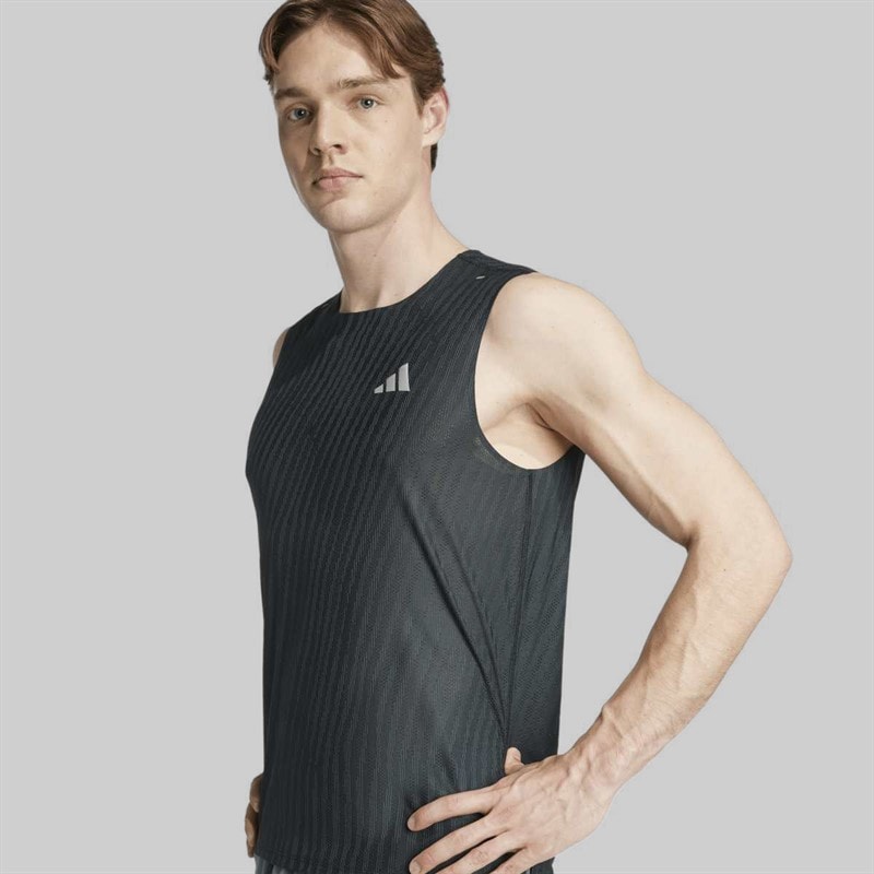 adidas Mens Adi365 Climacool+ Running Tank Black/Grey Six - Image 4
