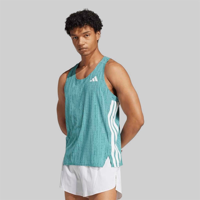 adidas Mens Adizero Running Singlet Power Teal/Preloved Teal - Image 1