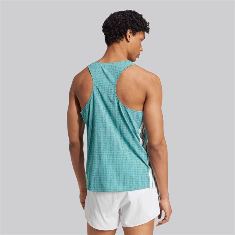 adidas Mens Adizero Running Singlet Power Teal/Preloved Teal - Image 2