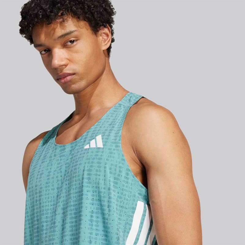 adidas Mens Adizero Running Singlet Power Teal/Preloved Teal - Image 3