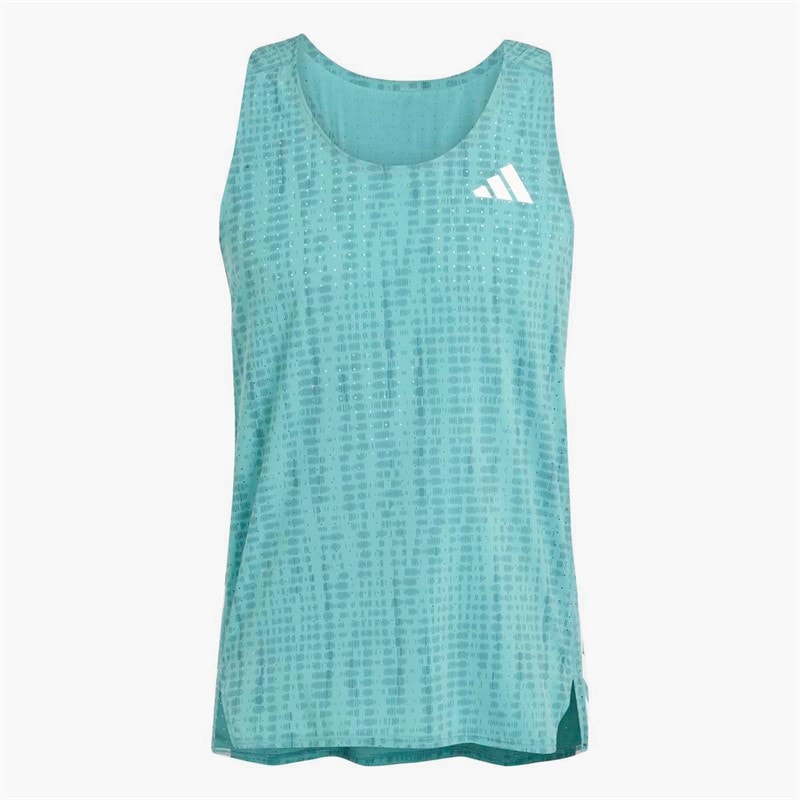 adidas Mens Adizero Running Singlet Power Teal/Preloved Teal - Image 5