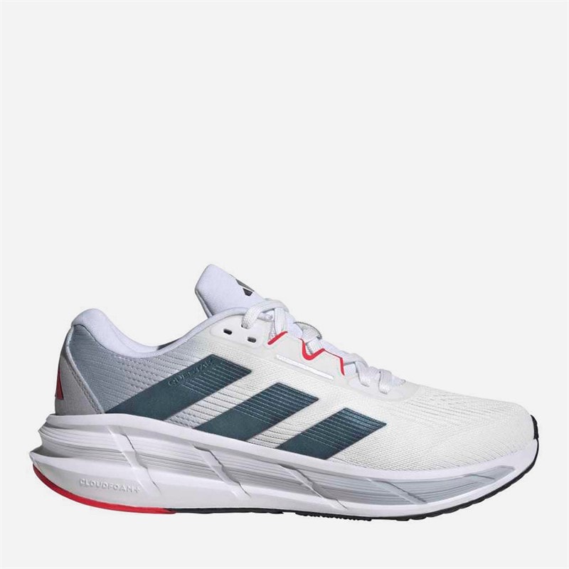 adidas Mens Questar 3 Neutral Running Shoes Cloud White/Core Black/Pure Ruby