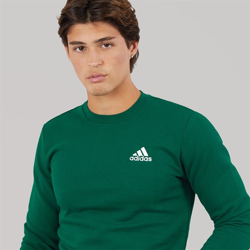 adidas Mens Essentials Crew Sweatshirt Collegiate Green - Image 3