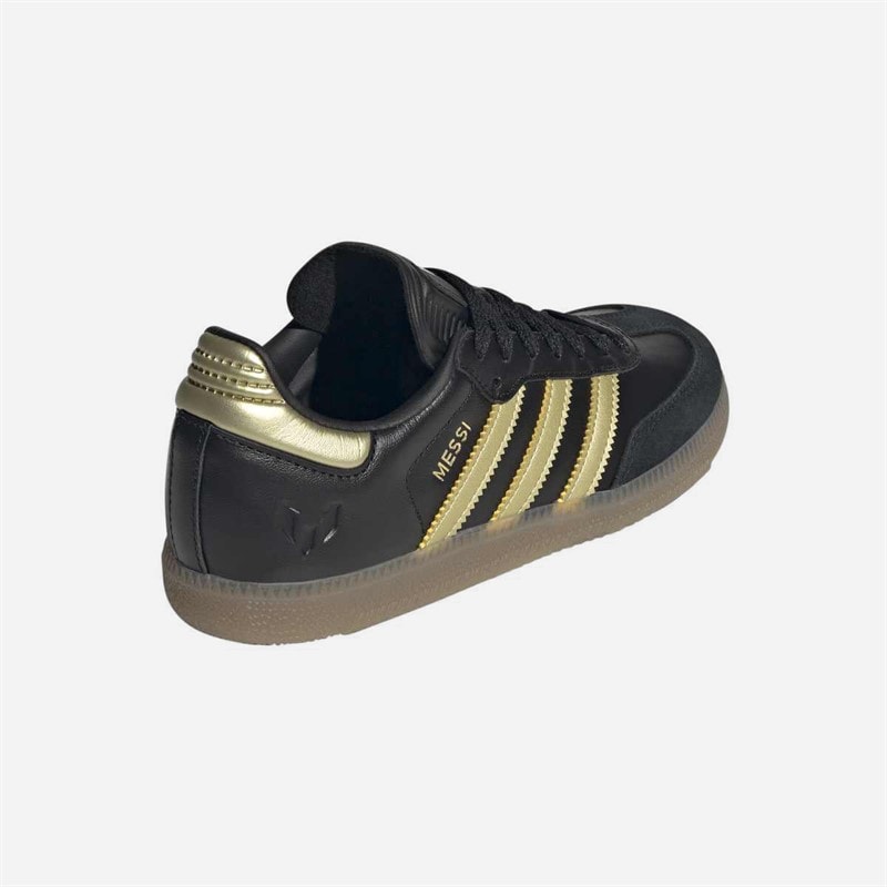adidas Kids Samba Messi IN Indoor Football Boots Core Black/Gold Metallic/Gum - Image 3