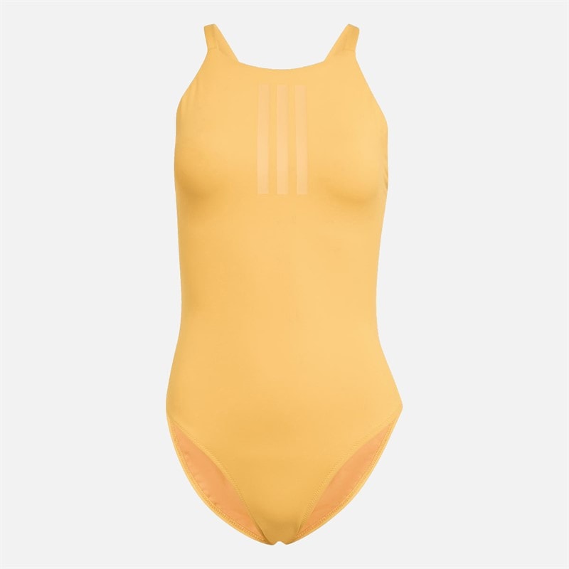 adidas Womens 3-Stripes High Neck 2 Way Straps Swimsuit Pure Tangerine