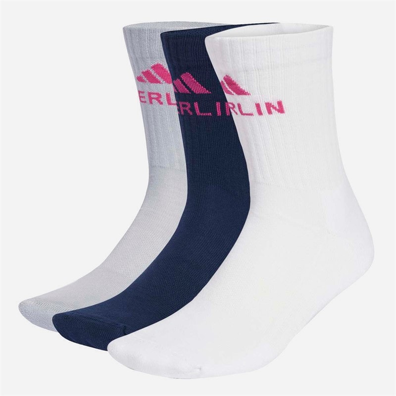 adidas BMW Berlin Marathon 2025 Three Pack Running Crew Socks White/Halo Silver/Collegiate Navy