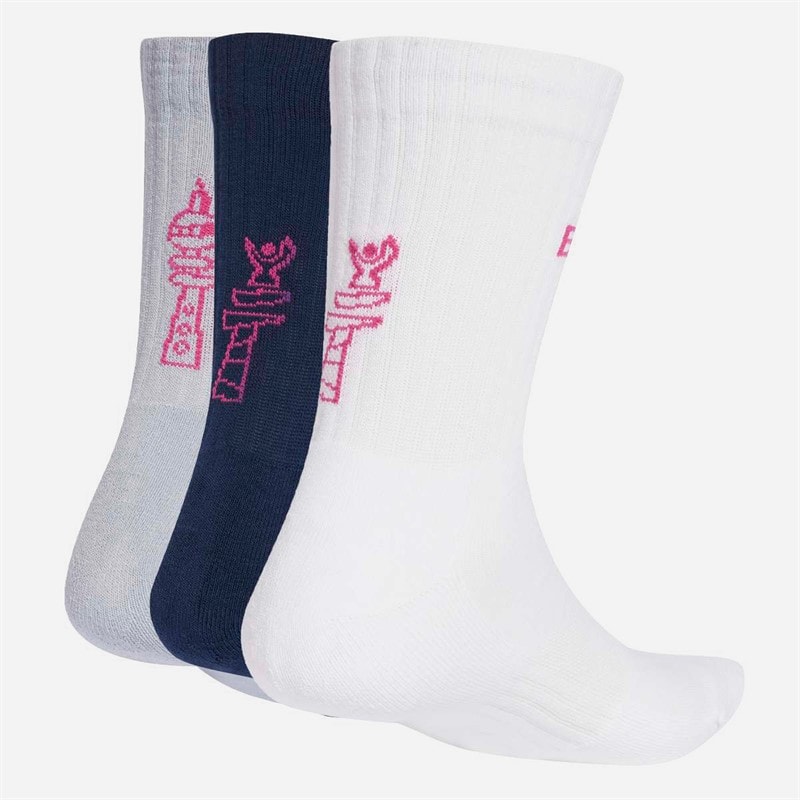 adidas BMW Berlin Marathon 2025 Three Pack Running Crew Socks White/Halo Silver/Collegiate Navy - Image 2