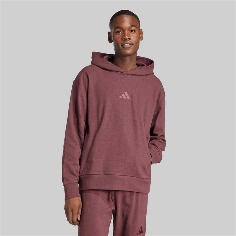 adidas Mens All SZN Cloud Jersey Hoodie Aurora Ruby/Aurora Ruby