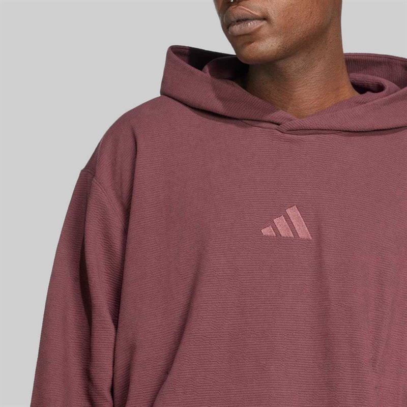 adidas Mens All SZN Cloud Jersey Hoodie Aurora Ruby/Aurora Ruby - Image 3