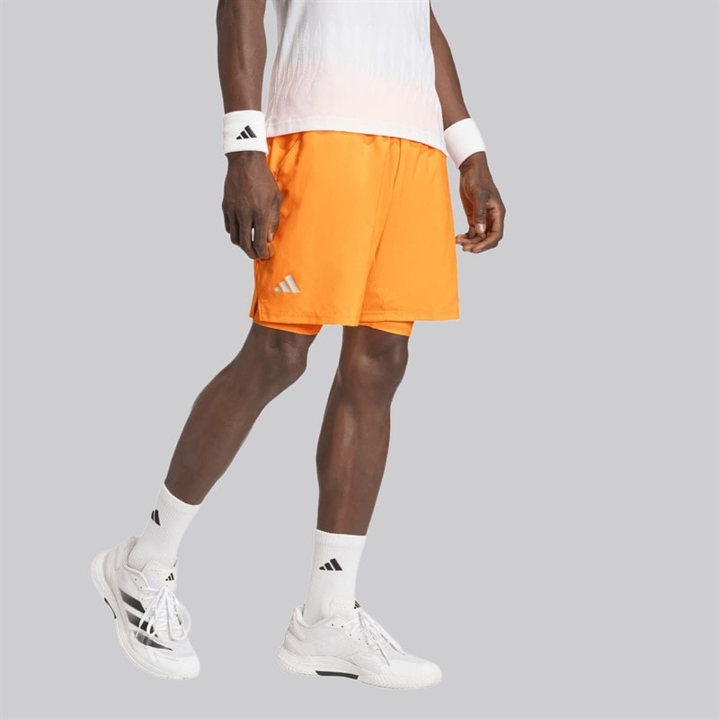 adidas Mens Club Climacool 2-In-1 Shorts Lucid Tangerine