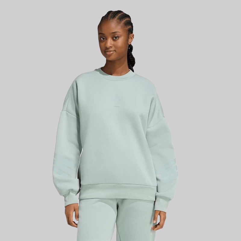 adidas Womens Future Icons 3 Stripes Sweatshirt Wonder Sage - Image 2