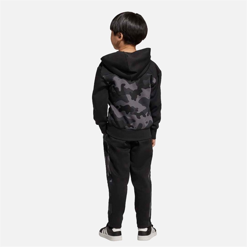 adidas Kids Seasonal Essentials Camo Tracksuit Black/Carbon - Image 2