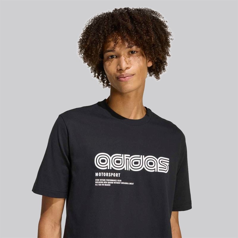 adidas Mens Motorsport Linear Graphic T-Shirt Black - Image 2