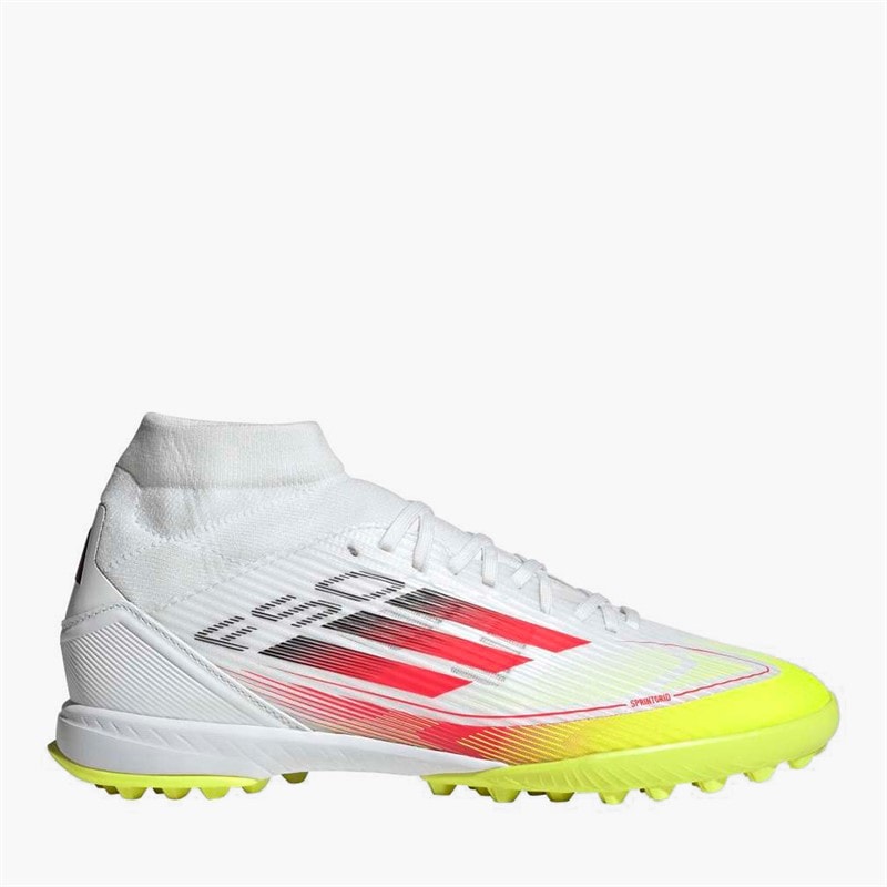adidas Womens F50 League Mid Pure Victory Pack TF Astro Football Boots Cloud White/Lucid Red/Solar Yellow