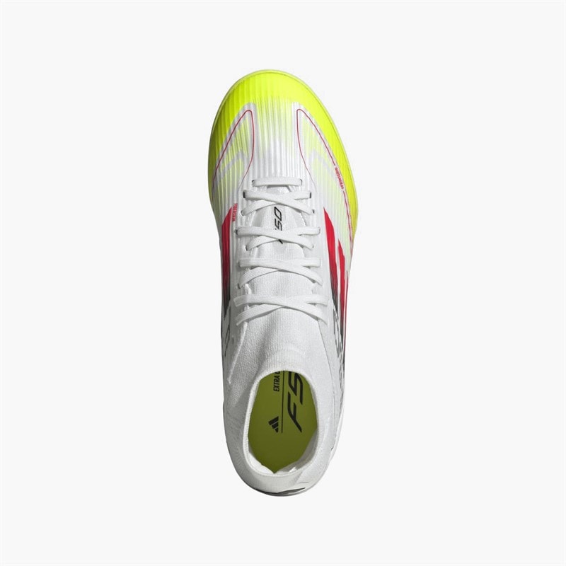 adidas Womens F50 League Mid Pure Victory Pack TF Astro Football Boots Cloud White/Lucid Red/Solar Yellow - Image 4