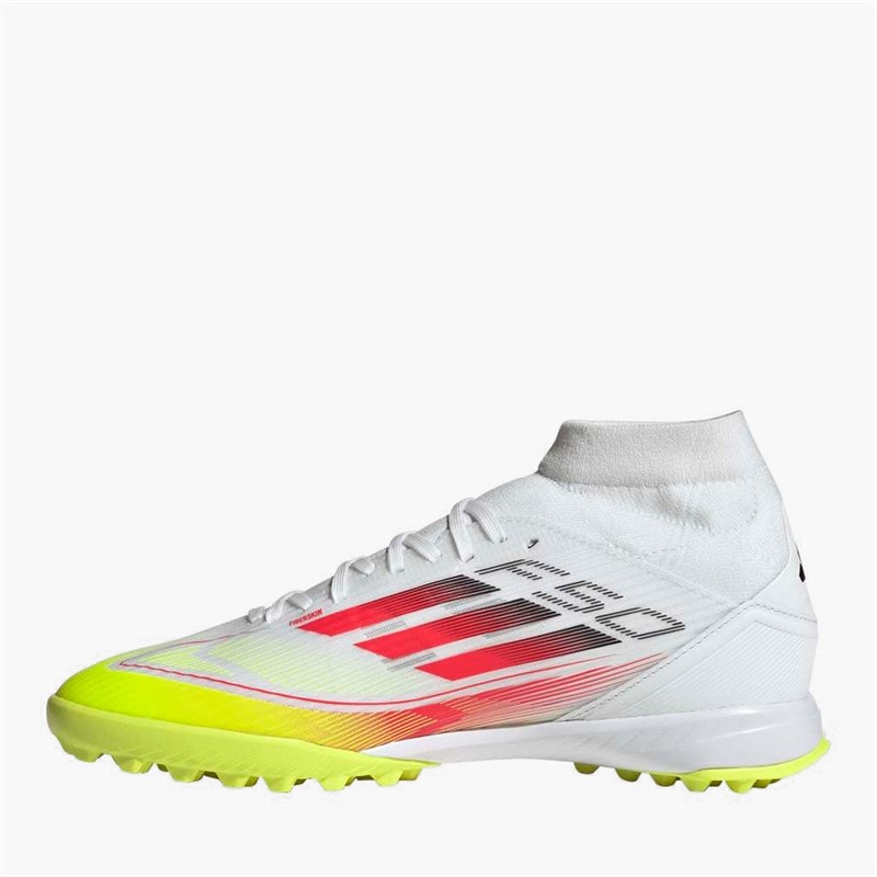 adidas Womens F50 League Mid Pure Victory Pack TF Astro Football Boots Cloud White/Lucid Red/Solar Yellow - Image 5