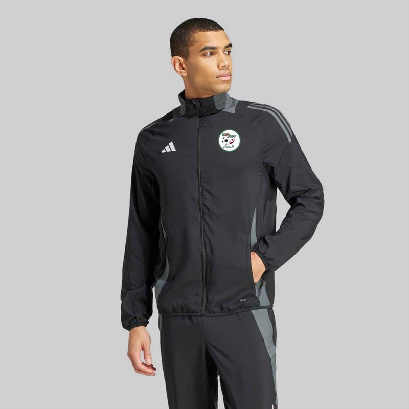 adidas Mens FAF Algeria FC 24/25 Presentation Jacket Black/Team Dark Grey