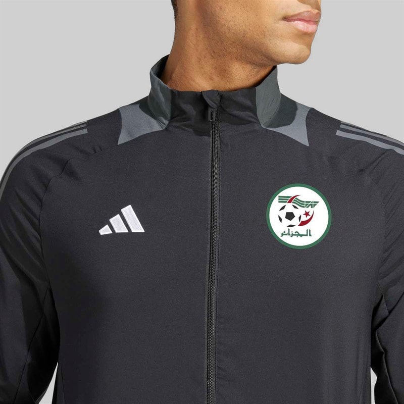 adidas Mens FAF Algeria FC 24/25 Presentation Jacket Black/Team Dark Grey - Image 3