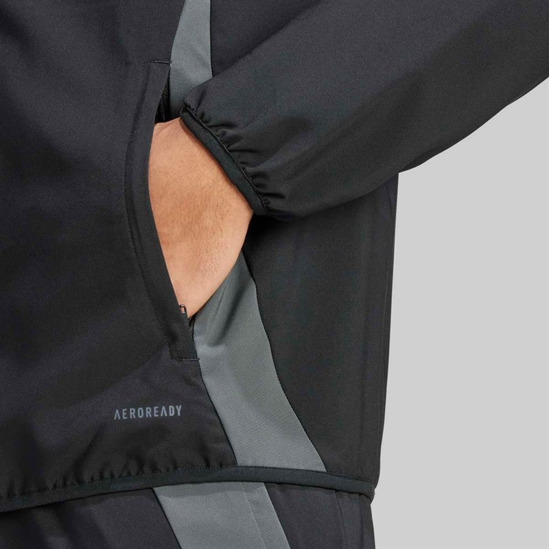adidas Mens FAF Algeria FC 24/25 Presentation Jacket Black/Team Dark Grey - Image 5