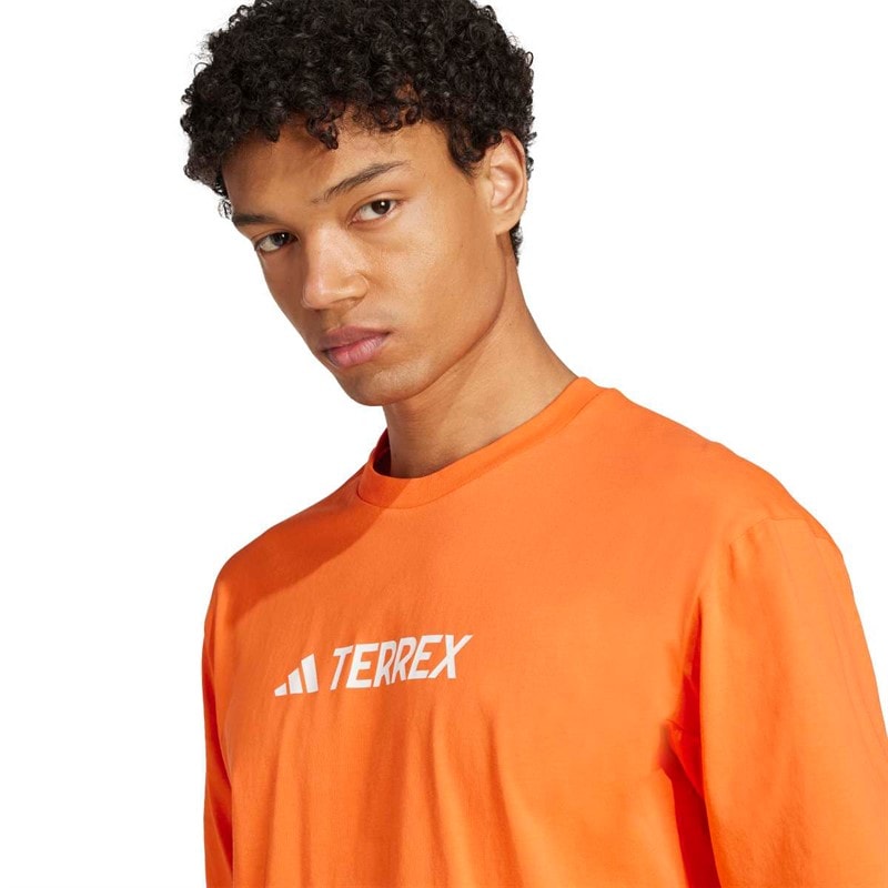 adidas Mens Terrex Classic Logo T-Shirt Semi Impact Orange - Image 3