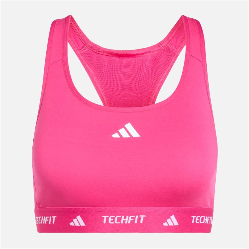 adidas Womens Techfit Medium Support Sports Bra Real Magenta
