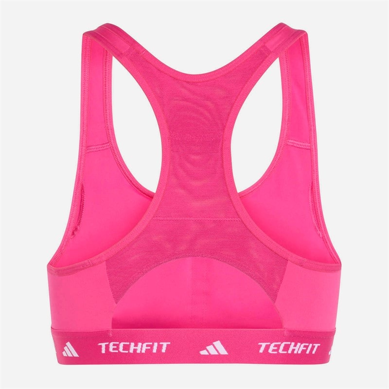 adidas Womens Techfit Medium Support Sports Bra Real Magenta - Image 2