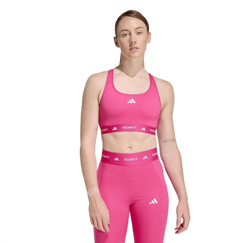 adidas Womens Techfit Medium Support Sports Bra Real Magenta - Image 4