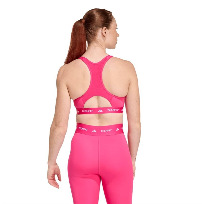 adidas Womens Techfit Medium Support Sports Bra Real Magenta - Image 5