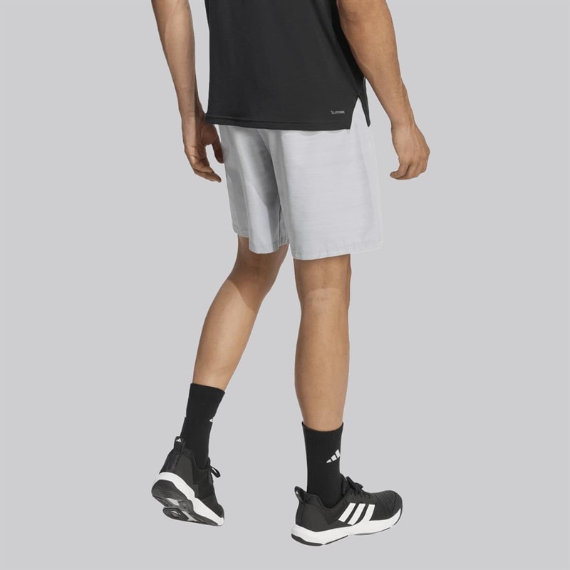 adidas Mens Workout Essentials Base Melange Woven Shorts Halo Silver Mel - Image 2