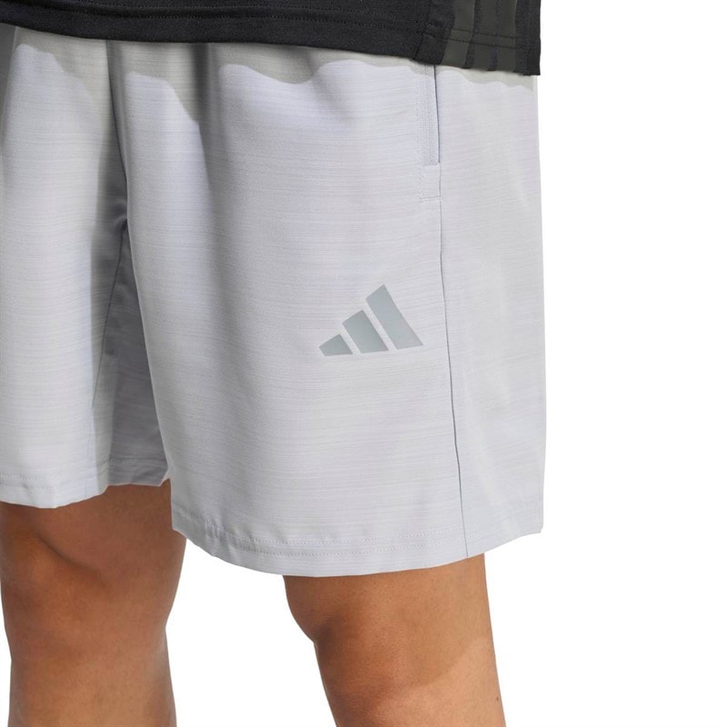 adidas Mens Workout Essentials Base Melange Woven Shorts Halo Silver Mel - Image 3