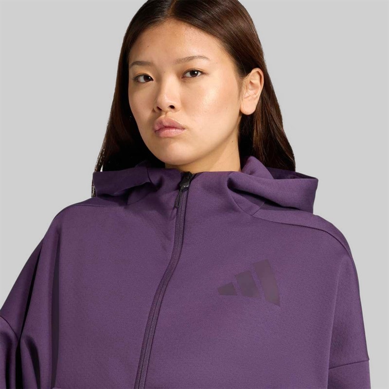 adidas Womens Z.N.E Full Zip Hoodie Aurora Plum - Image 3