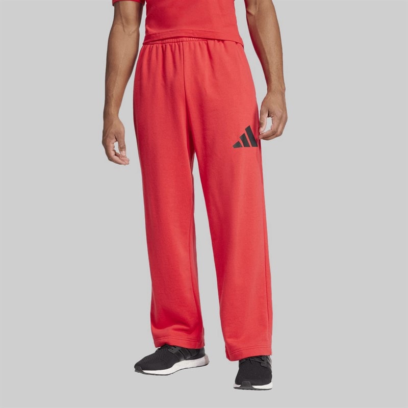 adidas Mens Essentials Wide Leg 3 Bar Logo Joggers Pure Ruby/Black - Image 1