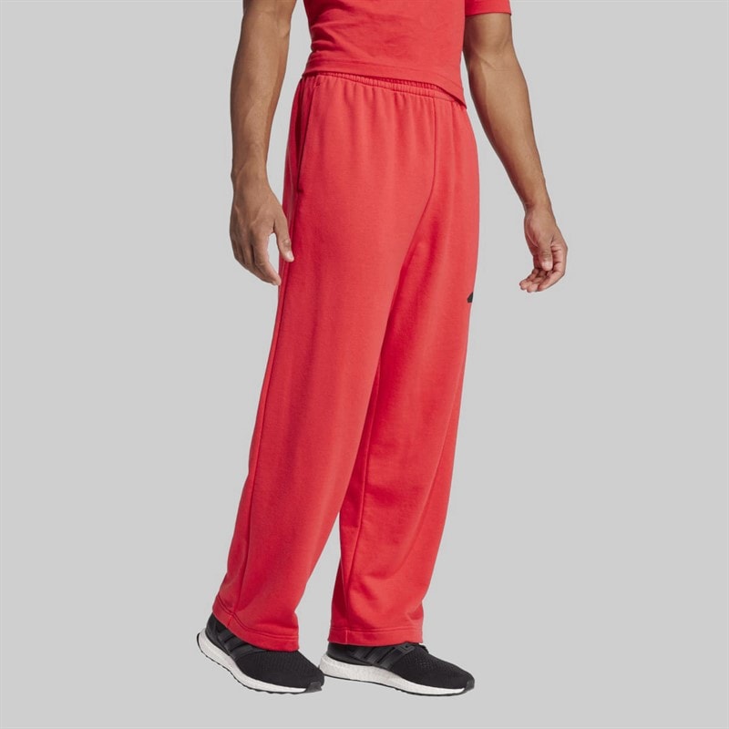 adidas Mens Essentials Wide Leg 3 Bar Logo Joggers Pure Ruby/Black - Image 5
