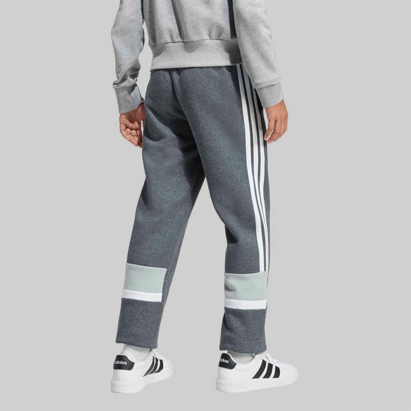 adidas Junior Boys Seasonal Essentials Tiberio 3 Stripes Joggers Drak Grey/White/Wonder Sage - Image 2