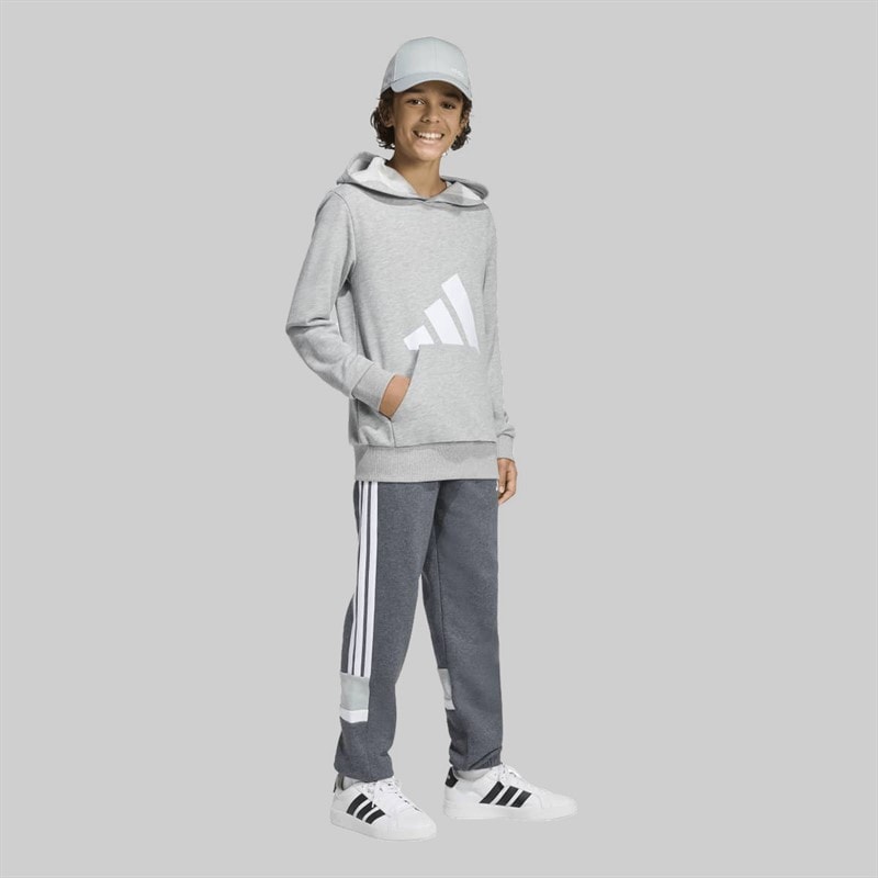 adidas Junior Boys Seasonal Essentials Tiberio 3 Stripes Joggers Drak Grey/White/Wonder Sage - Image 4