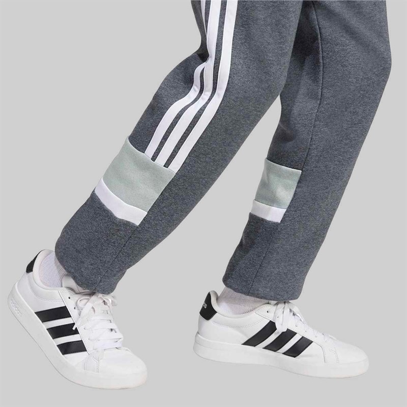 adidas Junior Boys Seasonal Essentials Tiberio 3 Stripes Joggers Drak Grey/White/Wonder Sage - Image 5