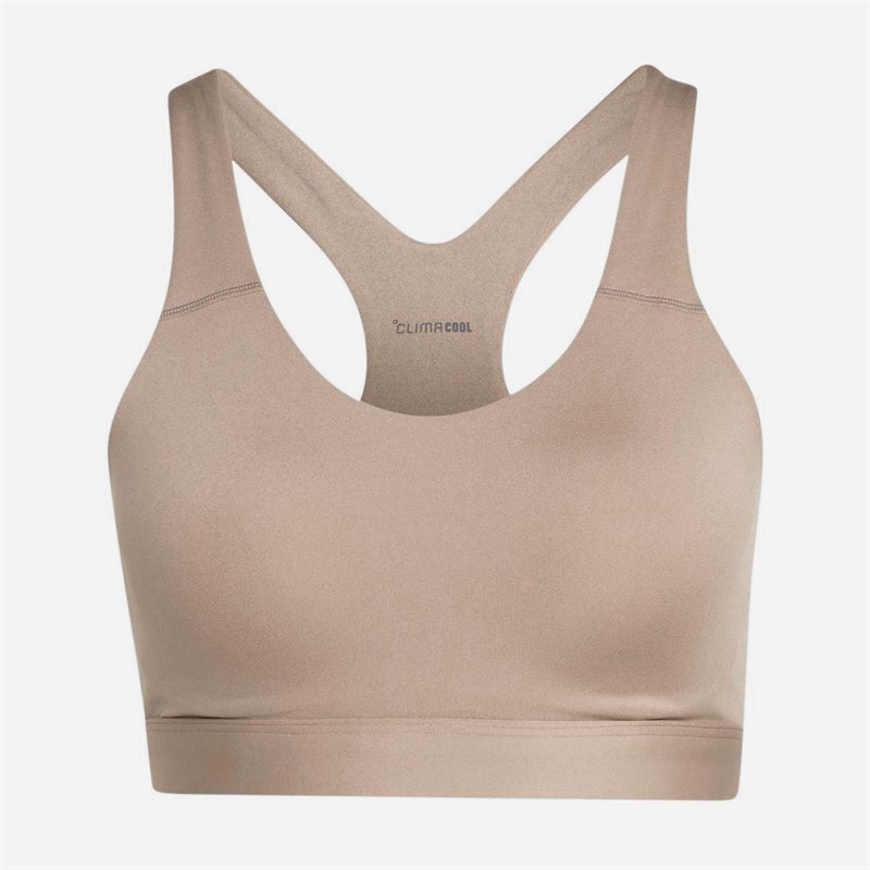 adidas Womens Optime Essentials Workout High Support Sports Bra Chalky Brown