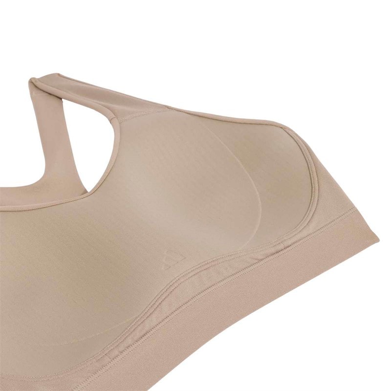 adidas Womens Optime Essentials Workout High Support Sports Bra Chalky Brown - Image 3