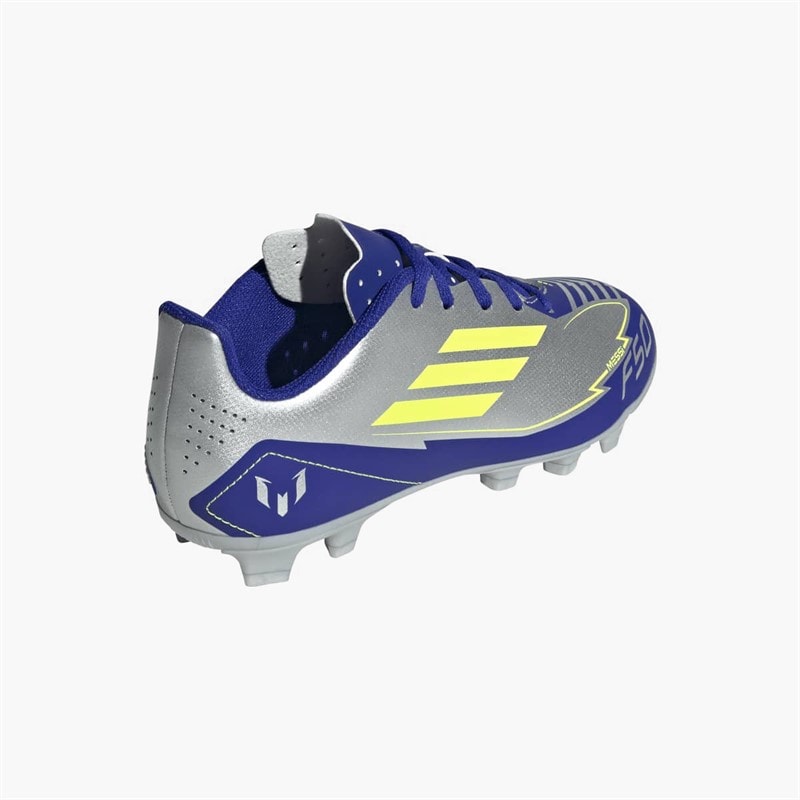 adidas Junior F50 Club Messi La Vida Rapida Pack FG/MG Firm/Multi Ground Football Boots Silver Metallic/Solar Yellow/Lucid Blue - Image 3