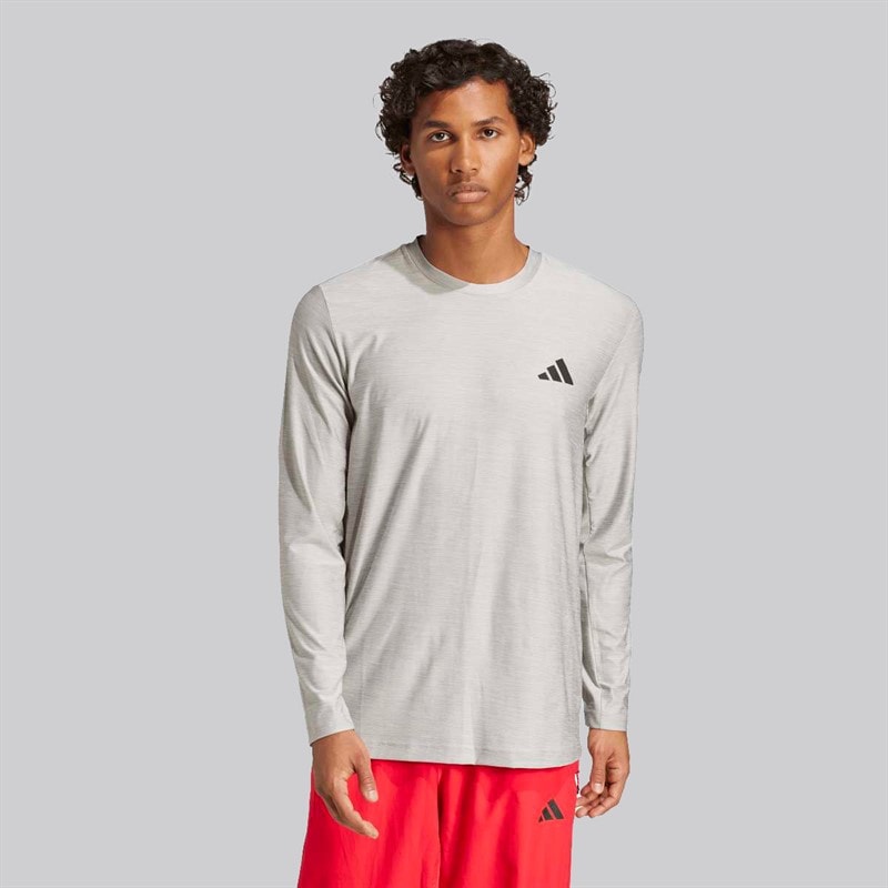 adidas Mens Train Essentials Stretch Long Sleeve T-Shirt Medium Grey Heather - Image 2
