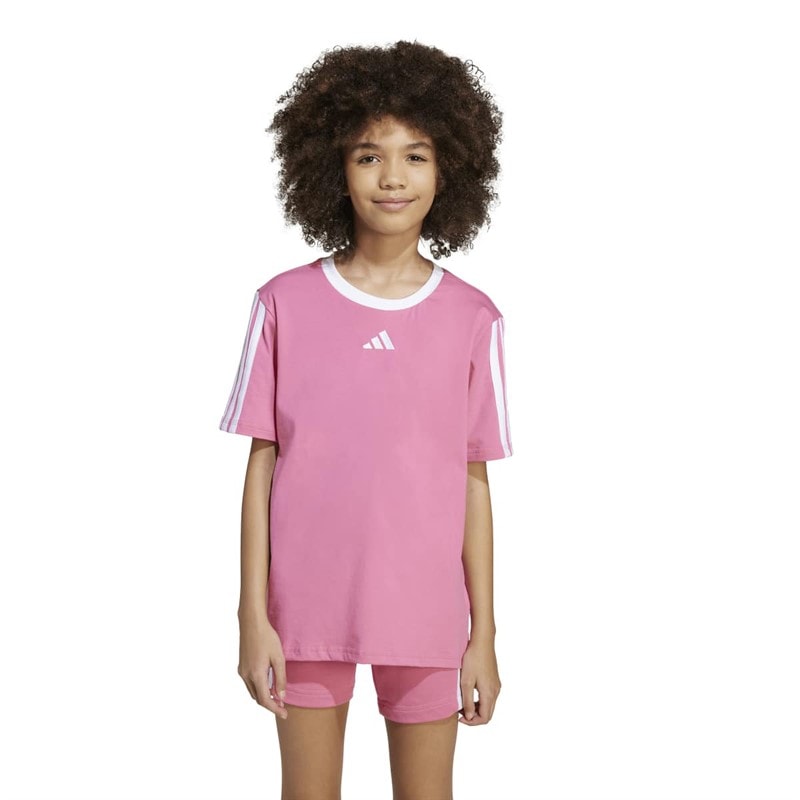 adidas Junior Girls Essentials T-Shirt Pink Fusion/White - Image 4