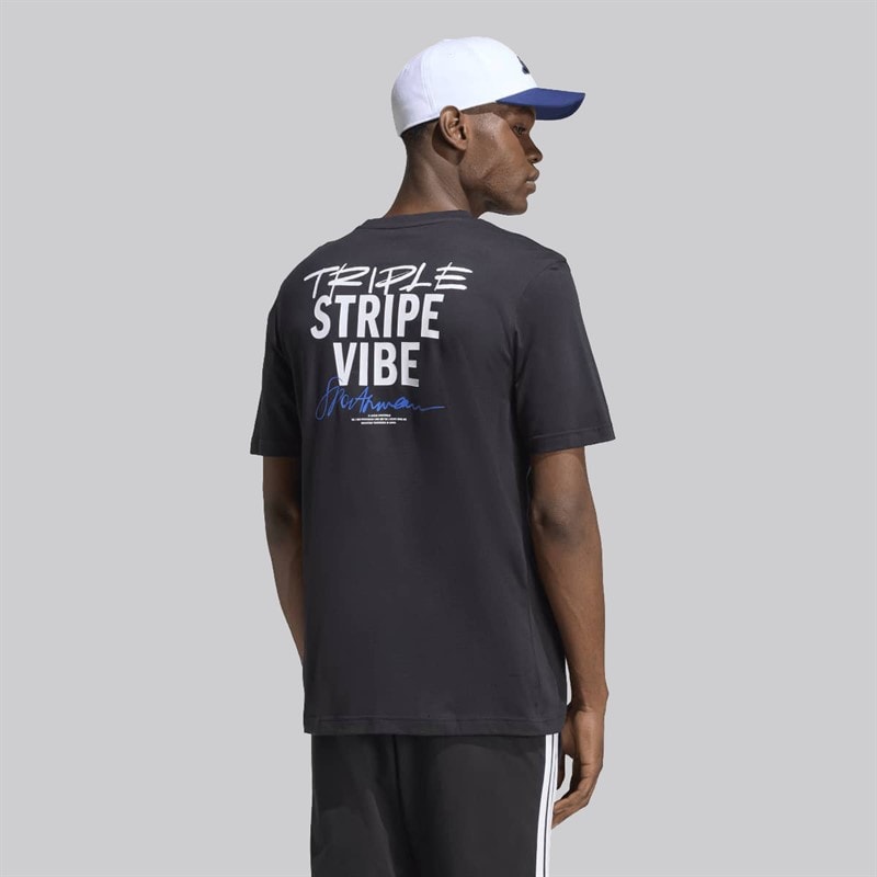 adidas Mens Triple Stripe Vibe Back Graphic T-Shirt Black