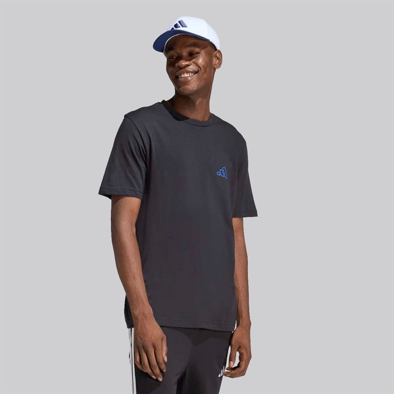 adidas Mens Triple Stripe Vibe Back Graphic T-Shirt Black - Image 2