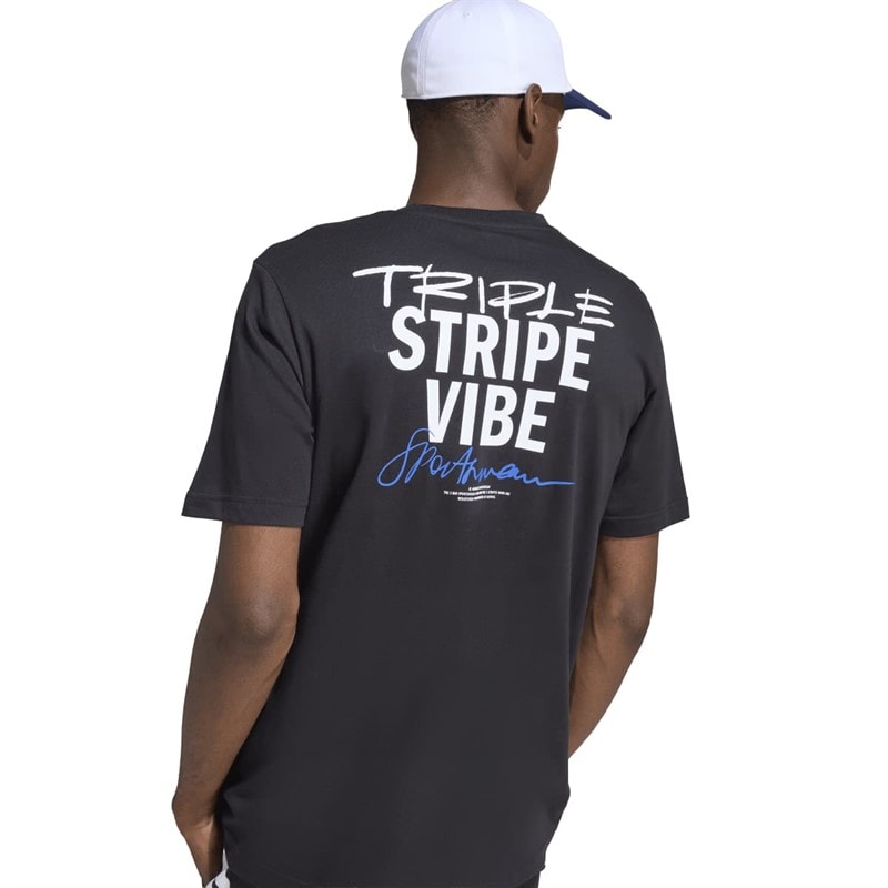 adidas Mens Triple Stripe Vibe Back Graphic T-Shirt Black - Image 4