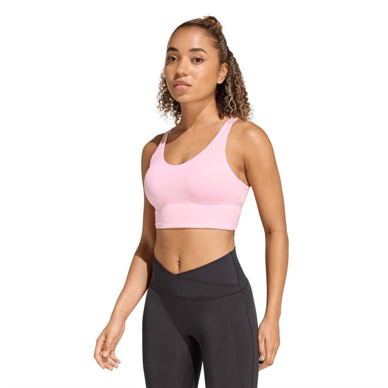 adidas Womens 3 Stripes Studio All Me Light Support Sports Bra True Pink - Image 3