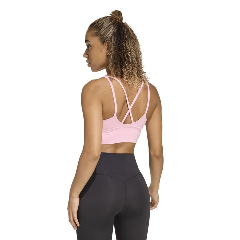 adidas Womens 3 Stripes Studio All Me Light Support Sports Bra True Pink - Image 4